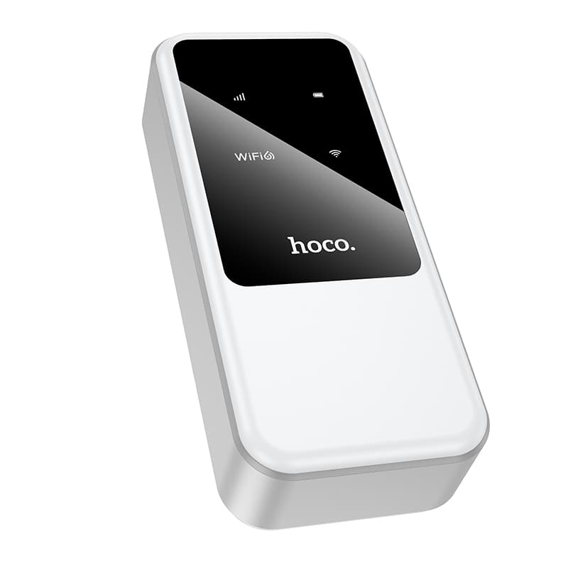 Беспроводной WiFi Роутер карманный Hoco HI42 Wi-Fi6 2.4G 150Мбит/с 2x2000mAh работает с сим картой белый