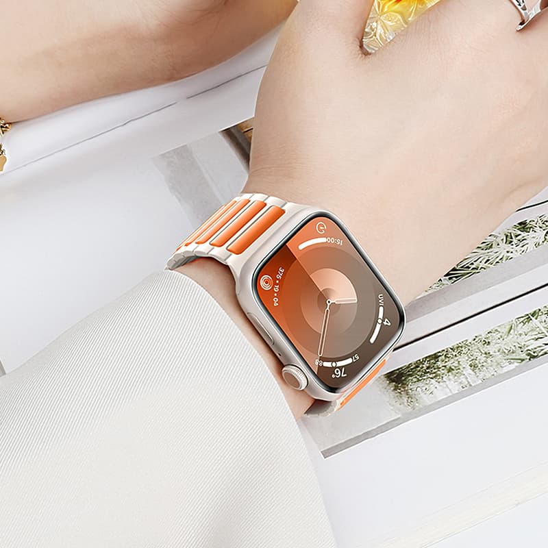 Ремешок для Apple Watch 38/40/41mm HOCO WA31 Flexible series two-color силикон бежево-оранжевый (starlight with orange)