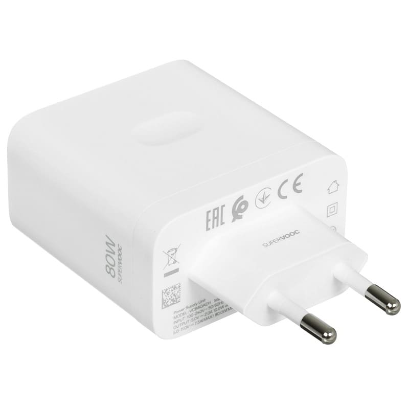 фото Сетевое зарядное устройство USB-A + кабель Type-C realme SUPERVOOC 80W белое