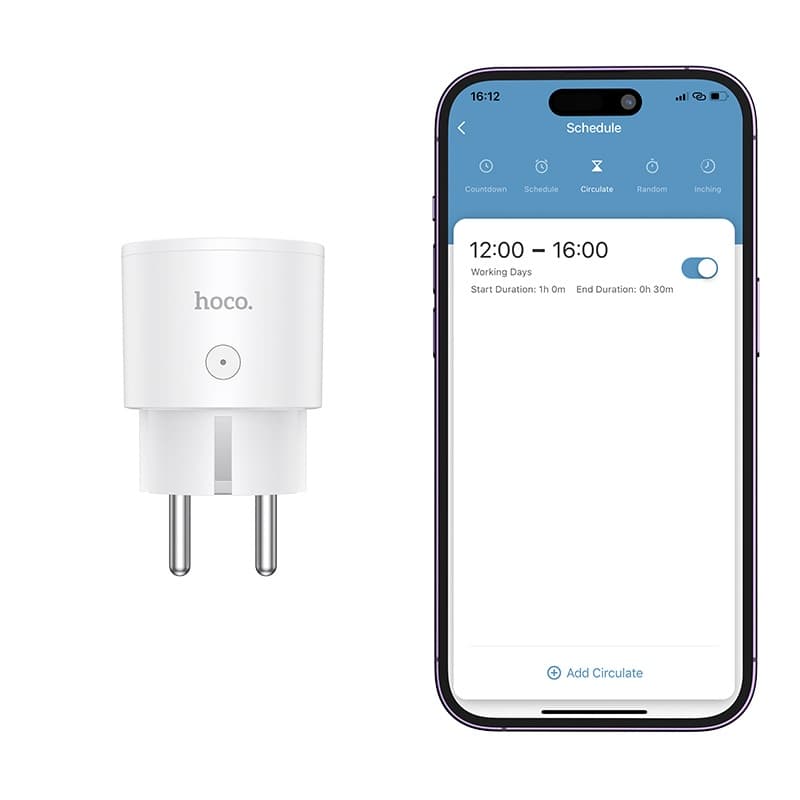 Умная розетка Hoco AC16 Wi-Fi адаптер питания белый