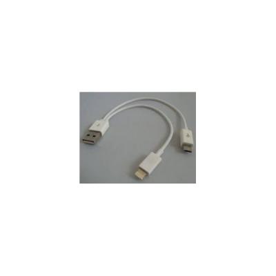 Кабель для зарядки 2 в 1 Lightning/Micro 20см белый в упаковке