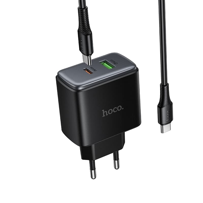 фото Сетевое зарядное устройство + кабель Type-C to Type-C HOCO C158A PD 45W+QC3.0 черный
