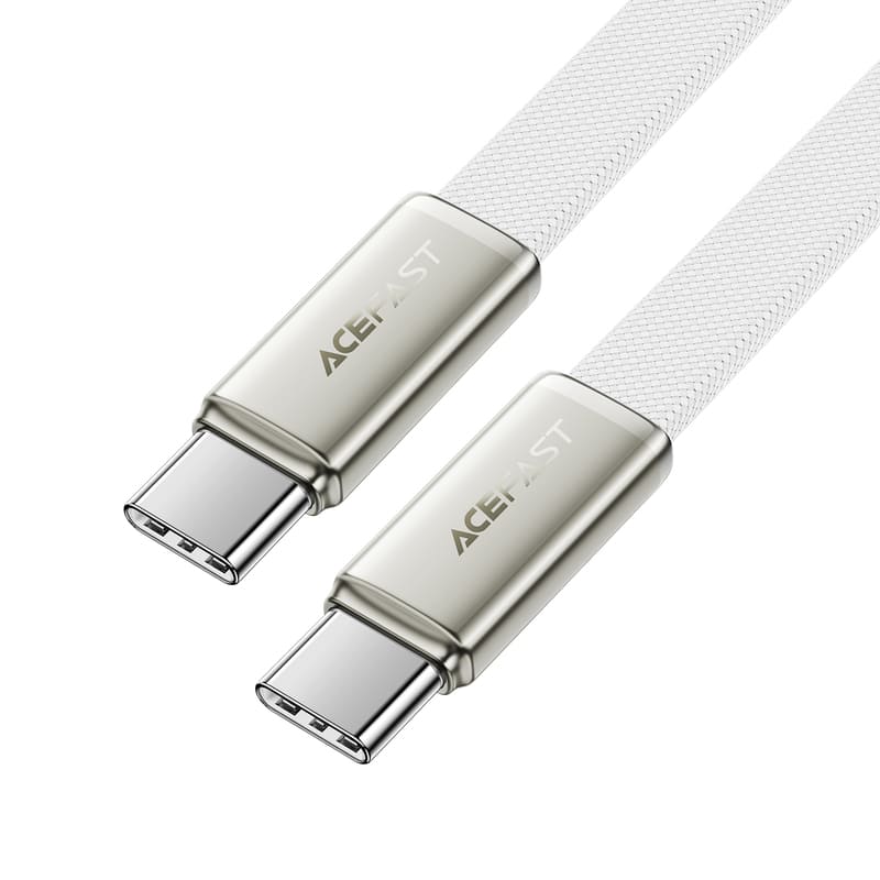 Кабель для зарядки Type-C to Type-C Acefast C24-03 60W 1.2м в тканевой оплетке плоский белый