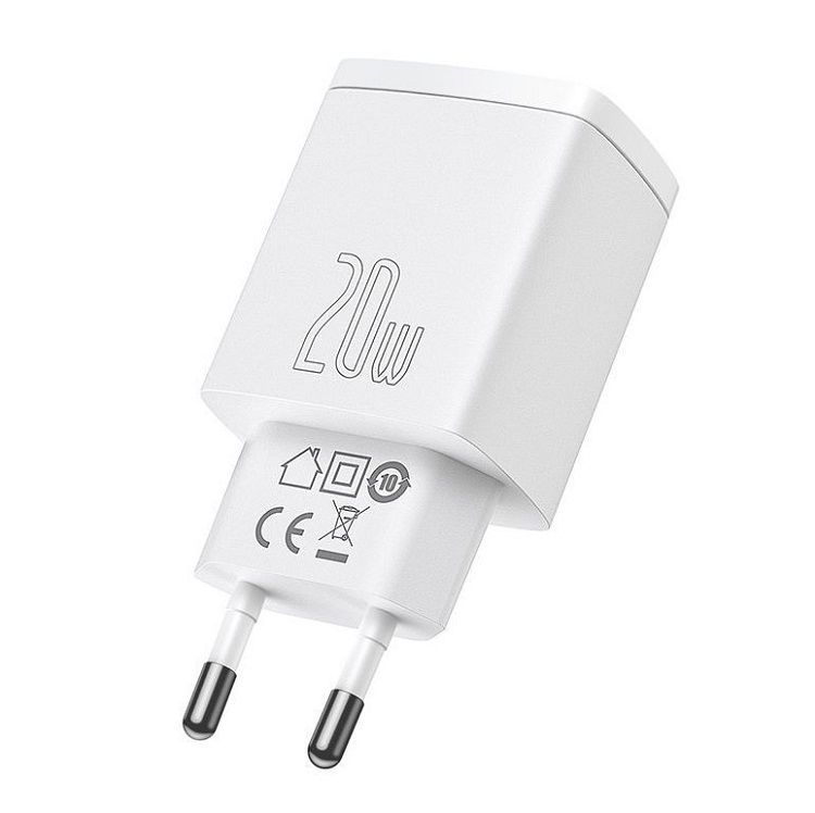 фото Сетевое зарядное устройство Адаптер Блок питания Baseus Compact PD 20W+QC3.0 / Type-C USB-C+USB белое CCXJ-B02