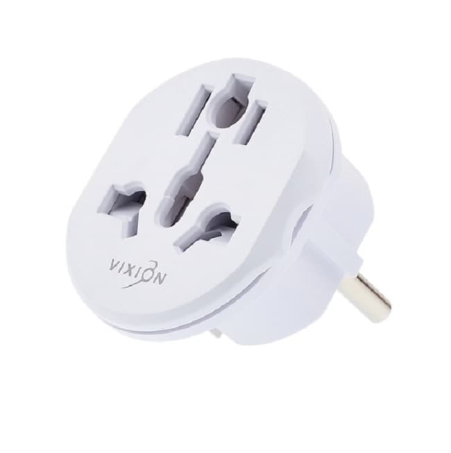 фото Сетевой переходник адаптер для евророзетки Vixion AD72 UK/US/CN на евро-розетку EU с заземлением 16A белый