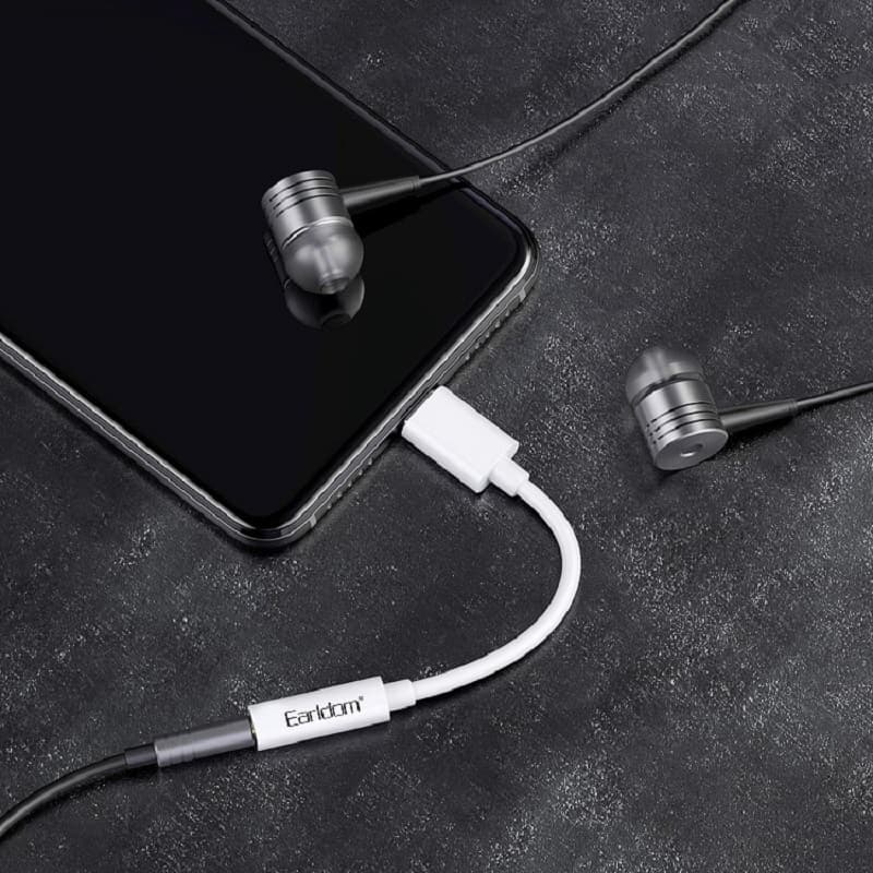 Аудио адаптер переходник для наушников iphone с Lightning на Jack 3.5 Ealdom ET-OT49 белый