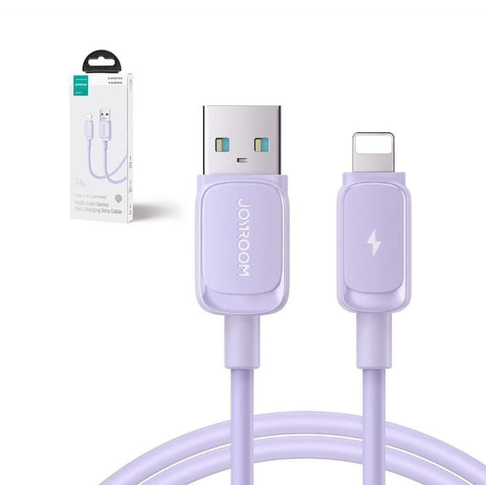 Кабель для зарядки iphone Lightning Joyroom S-A14 1.2м 3A силикон фиолетовый Кабель для зарядки iphone Lightning Joyroom S-A14 1.2м 3A силикон фиолетовый