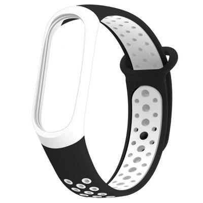 Ремешок для Mi Band 5/Mi Band 6/Mi Band 7 Red Line двухцветный черный с белым