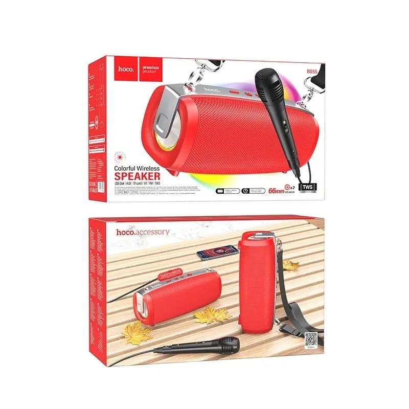 Колонка блютуз с микрофоном караоке HOCO BS55 Gallant красная 1500mAh