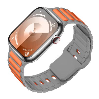 Ремешок для Apple Watch 42/44/45/49mm HOCO WA31 Flexible series two-color силикон серо-оранжевый (gray with orange)