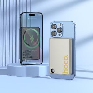 Внешний аккумулятор повербанк Power bank HOCO Q34 10000mAh PD 20W QC3.0 с беспроводной зарядкой серый металл