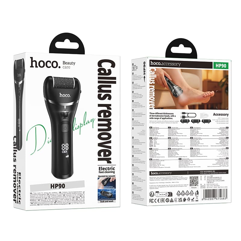 Электрическая пилка для пяток роликовая Hoco HP90 120mAh черная