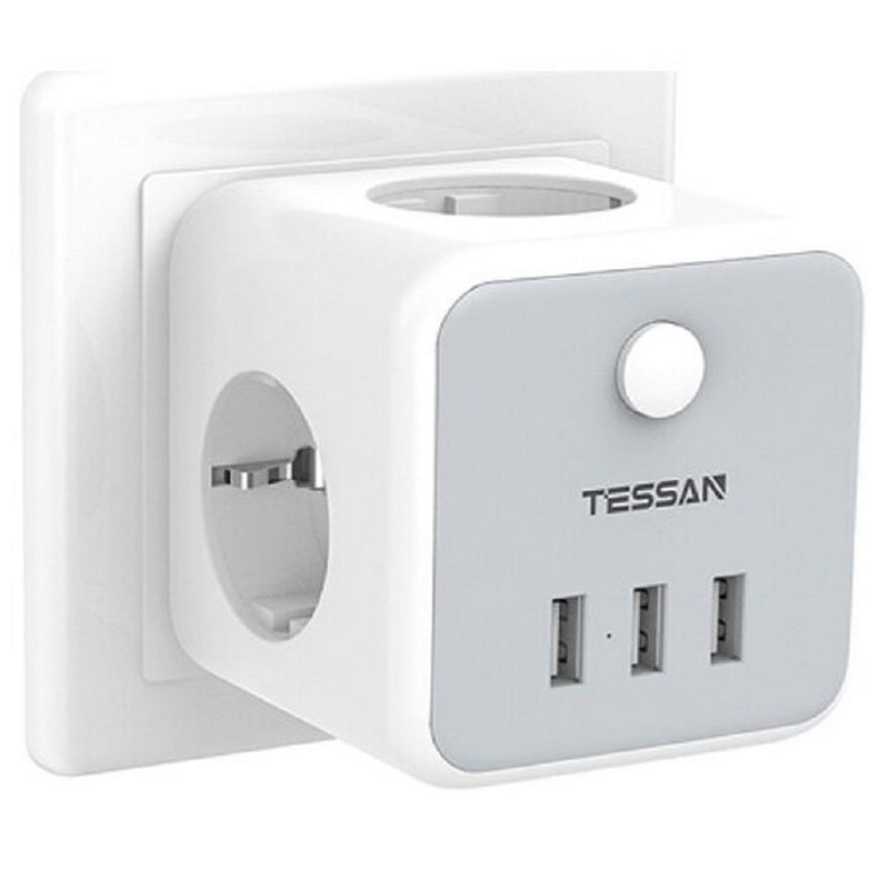 Сетевой фильтр TESSAN TS-301-DE 3 гнезда + 3 USB серый Сетевой фильтр TESSAN TS-301-DE 3 гнезда + 3 USB серый