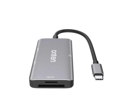 Картридер Onten OTN-91182 для Type-C USB на 2 порта USB 3.0/SD/TF/CF серый