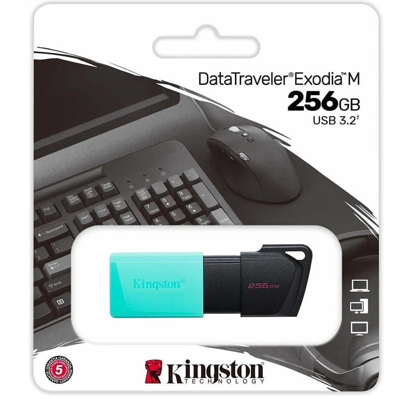 Изображение Флеш-накопитель Kingston Exodia M USB 3.2 бирюзовый с черным 256Gb