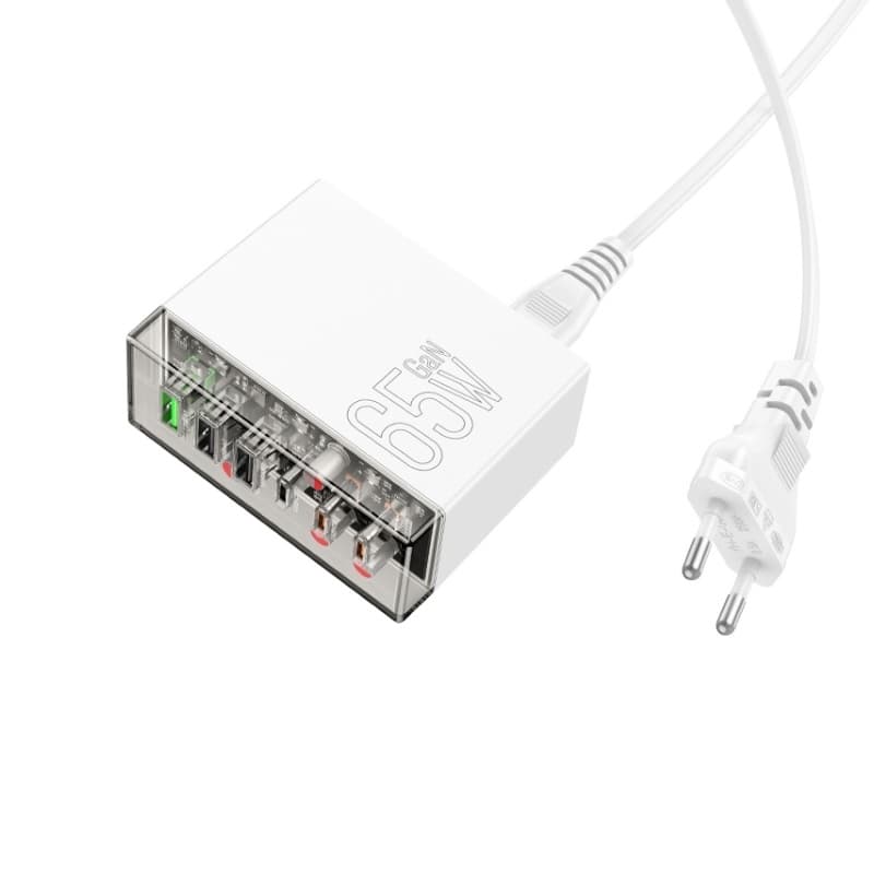 фото Сетевое зарядное устройство Адаптер Блок питания HOCO N36 3USB+3Type-C USB-C / QC3.0+PD 65W белое