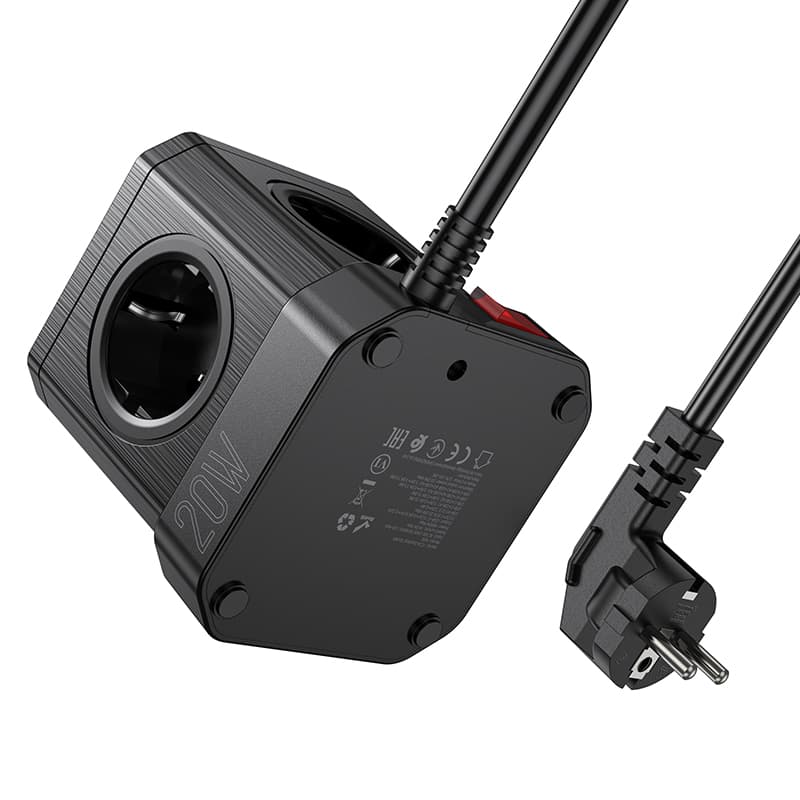 Сетевой фильтр HOCO NS8 5 гнезд + Type-C USB-C + 3USB 2м 4000W PD20W черный Сетевой фильтр HOCO NS8 5 гнезд + Type-C USB-C + 3USB 2м 4000W PD20W черный