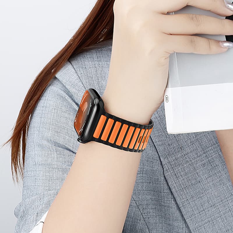 Ремешок для Apple Watch 38/40/41mm HOCO WA31 Flexible series two-color силикон бежево-оранжевый (starlight with orange)
