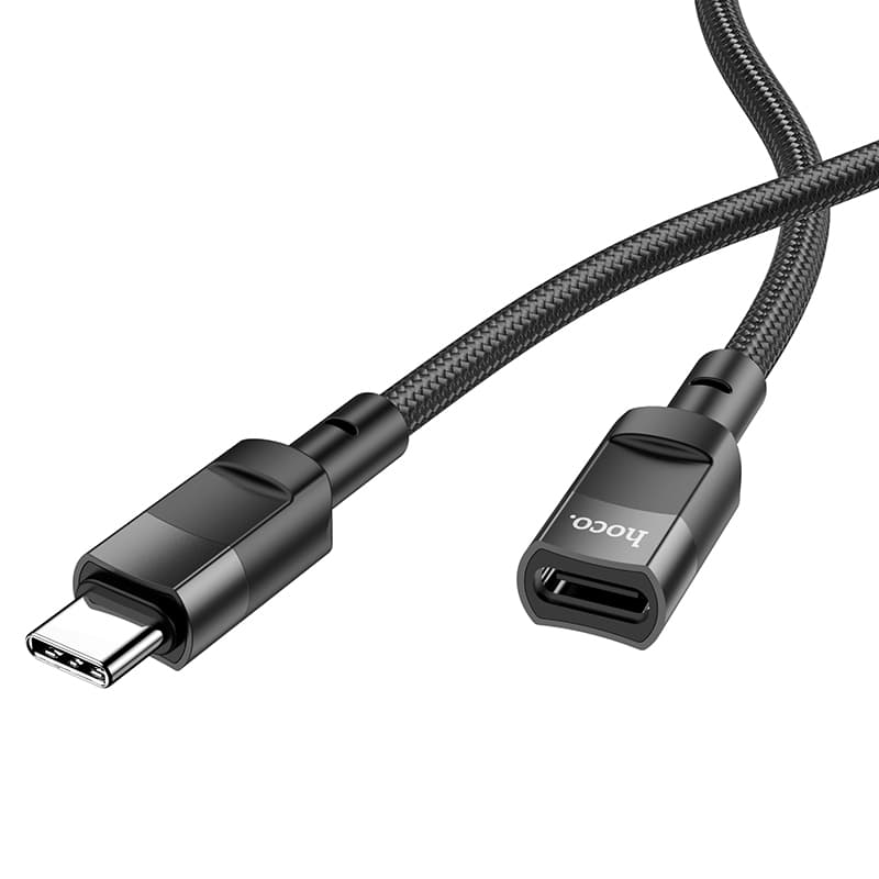 Кабель переходник OTG с Type-C USB (M) на Type-C USB (F) 2.0 HOCO U107 1.2m 3A черный