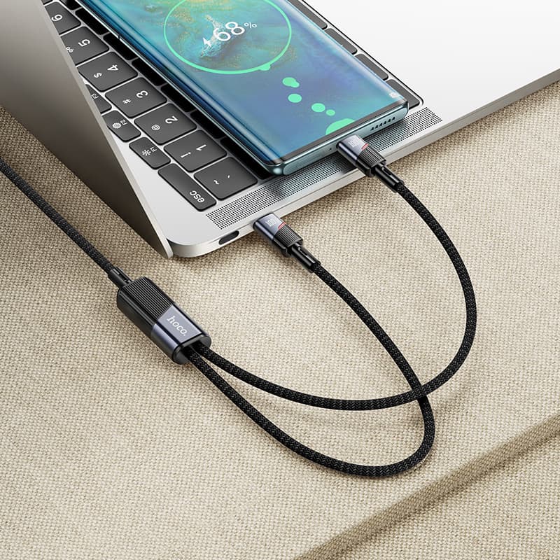 Кабель для зарядки 2 в 1 Type-C to Type-C 100W/Type-C to Type-C PD 100W HOCO U139 1.2м черный