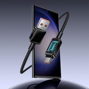 Кабель для зарядки Type-C USB HOCO U157 PD 100W 1.2м с дисплеем в нейлоновой оплетке черный
