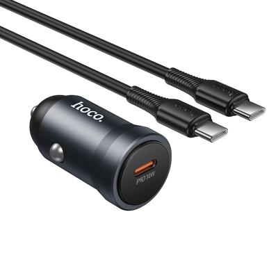 Автомобильное зарядное устройство + кабель Type-C to Type-C HOCO Z62A 30W 3A 1м черный