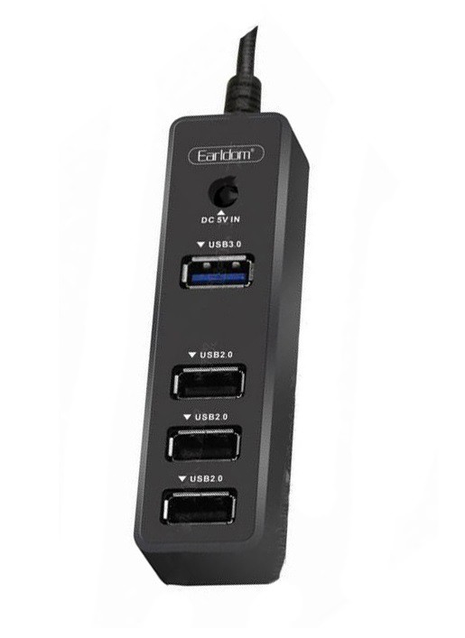 Разветвитель адаптер переходник USB HUB Хаб Ealdom ET-HUB07 4 порта USB 2.0x3+USB 3.0 черный