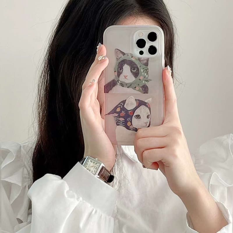 фото Чехол накладка для iphone 14 Pro (6.1) силикон котики в косынках