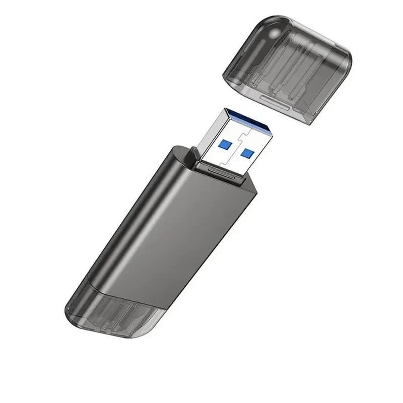 Картридер Hoco HB39 USB 3.0/Type-C 3.0 на SD/TF серый