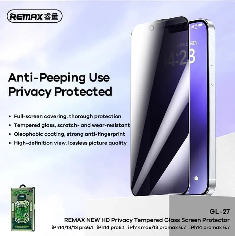 Изображение Защитное стекло для iphone 16 (6.1) Remax GL-27 Arcing Privacy от подглядывания черное фото Защитное стекло для iphone 16 (6.1) Remax GL-27 Arcing Privacy от подглядывания черное