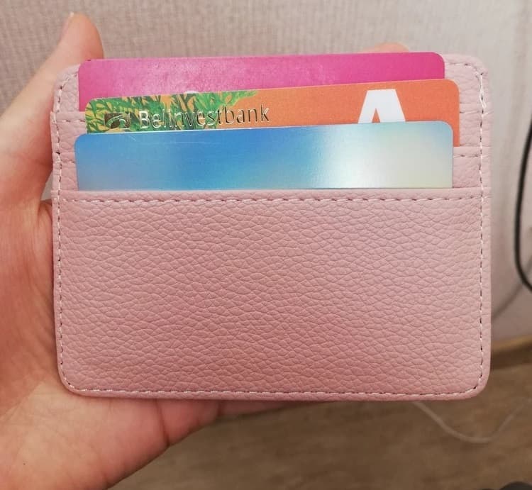 Визитница картхолдер кожа светло-розовый