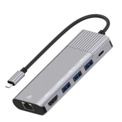 Разветвитель адаптер переходник концентратор Type-C HUB Хаб Fixtor OT-79591 док станция 6в1 серый