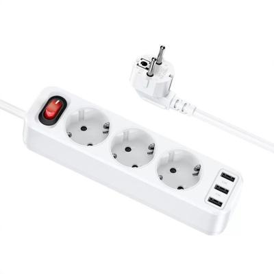 Сетевой фильтр HOCO NS2 3 гнезда + 3USB 1.8м 4000W белый