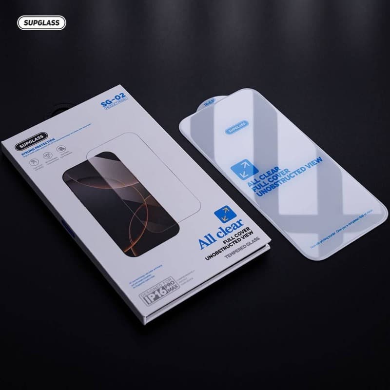 фото Защитное стекло для iphone 16 Pro Max 6.9/17 Pro Max 6.9 SupGlass SG-02 прозрачное полное покрытие