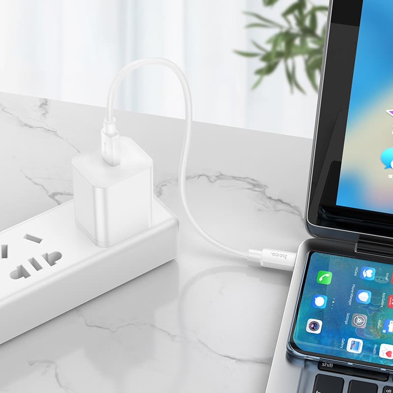 Кабель для зарядки Type-C to Type-C HOCO X96 PD 60W 25см 3A силиконовый белый