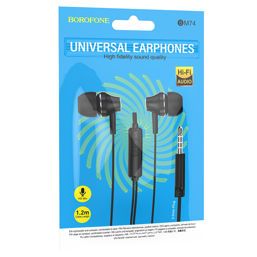 фото Наушники проводные Borofone BM74 Jack 3.5mm, 1.2 м с микрофоном белые