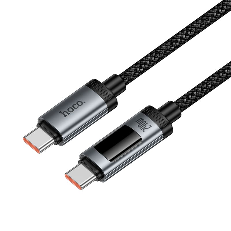Кабель для зарядки Type-C to Type-C HOCO U148 240W 1.2м с дисплеем в оплетке черный
