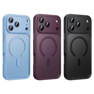 Чехол накладка для iphone 17 Pro/18 Pro 6.3 HOCO Plain силикон+пластик с магнитом с защитой камеры матовый черная