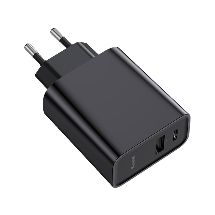 фото Сетевое зарядное устройство Адаптер Блок питания Baseus Speed PD 30W+QC3.0 Type-C USB-C+USB черное CCFS-C01