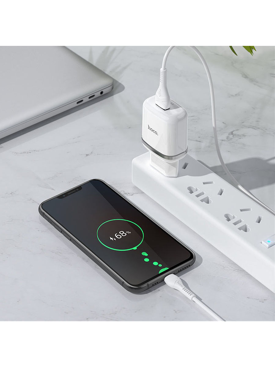 фото Сетевое зарядное устройство Адаптер Блок питания HOCO N3 USB QC3.0 18W белое