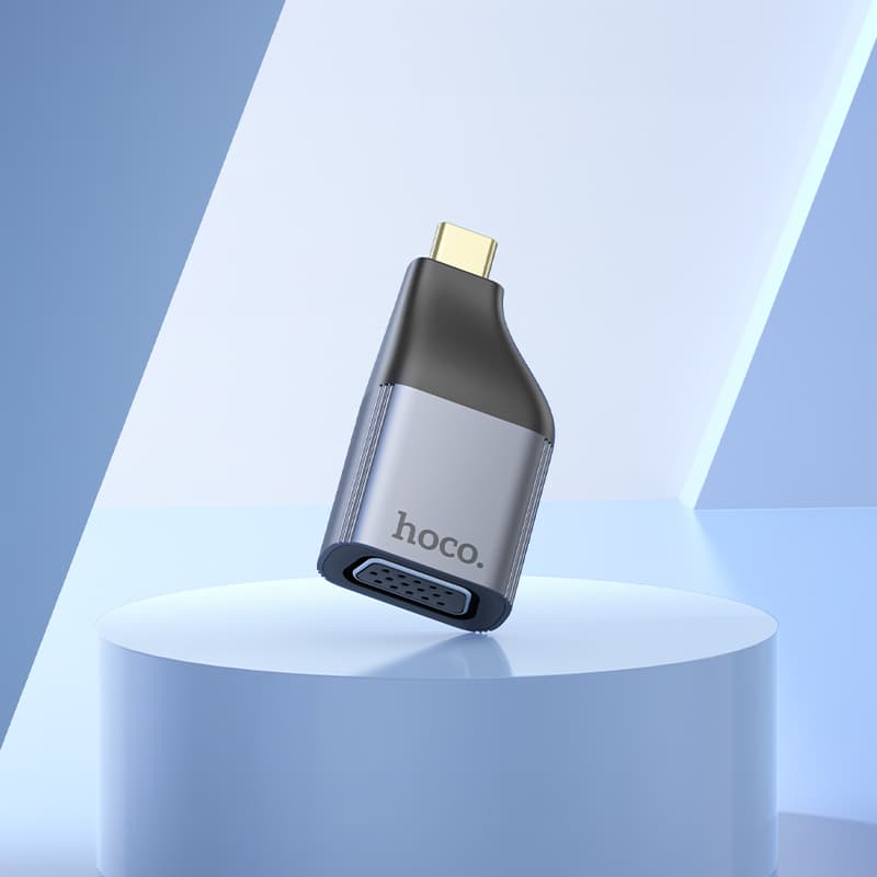 Адаптер переходник конвертер с Type-C USB на VGA HOCO UA34 2K серый металл Адаптер переходник конвертер с Type-C USB на VGA HOCO UA34 2K серый металл