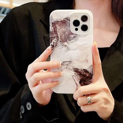 Чехол накладка для iphone 11 (6.1) силикон+пластик мрамор серый с белым