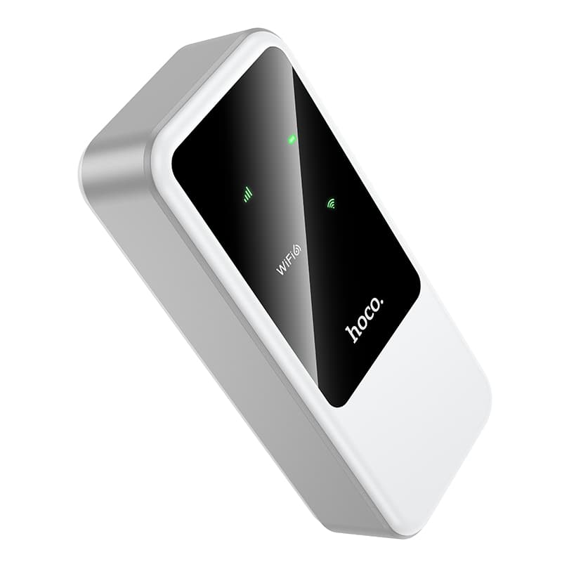 Беспроводной WiFi Роутер карманный Hoco HI42 Wi-Fi6 2.4G 150Мбит/с 2x2000mAh работает с сим картой белый