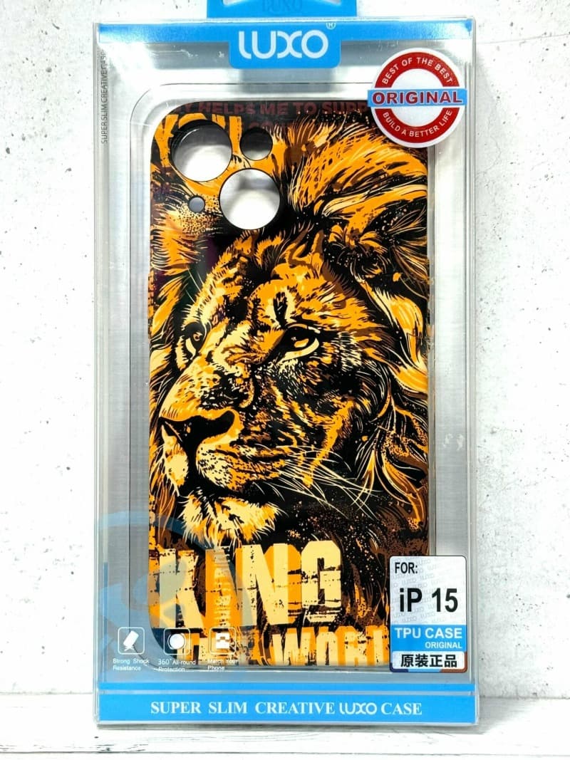 фото Чехол накладка для iphone 15 Pro Max (6.7) LUXO рыжий лев силикон с защитой камеры флуоресцентный
