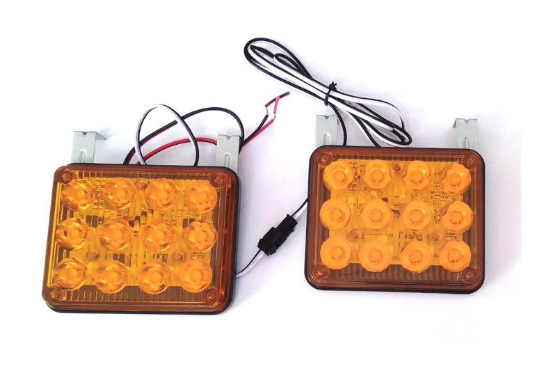 фото Маяк проблесковый светодиодный LED-34CS Y/Y оранжевый Стробоскоп 6 режимов DC 12-24V комп,2шт