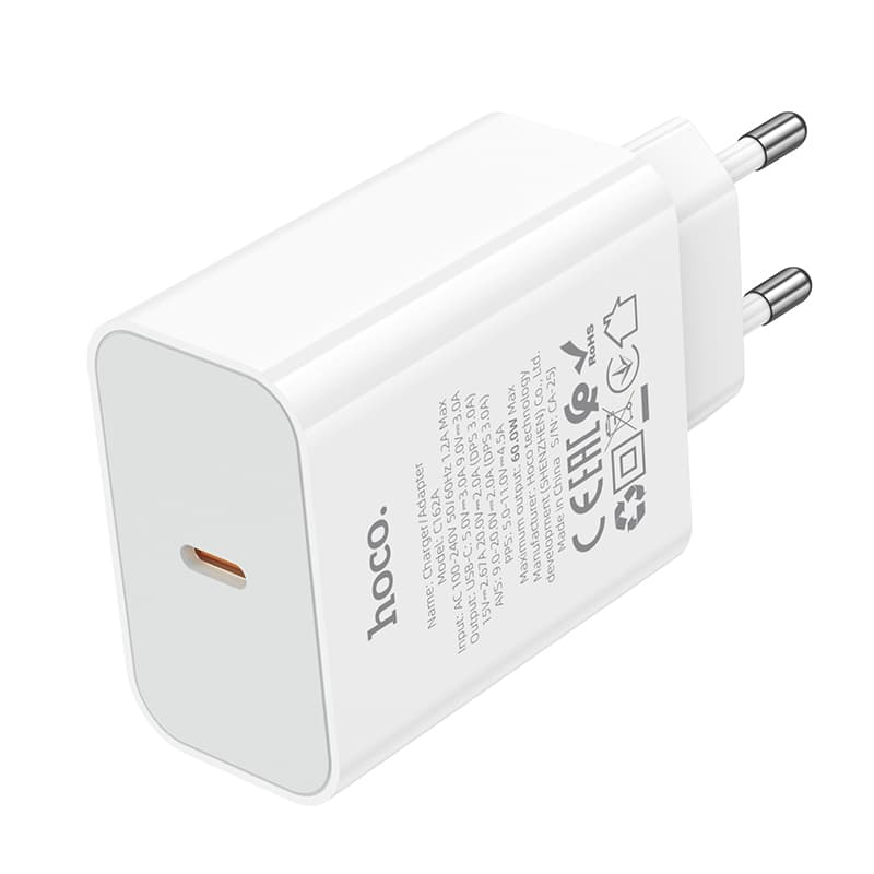 фото Сетевое зарядное устройство Адаптер Блок питания HOCO C162A PD 40W до 60W Type-C USB-C белое