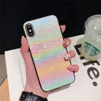 Чехол накладка для Samsung J5 2017/J530 пластик радужные переливы бежевая