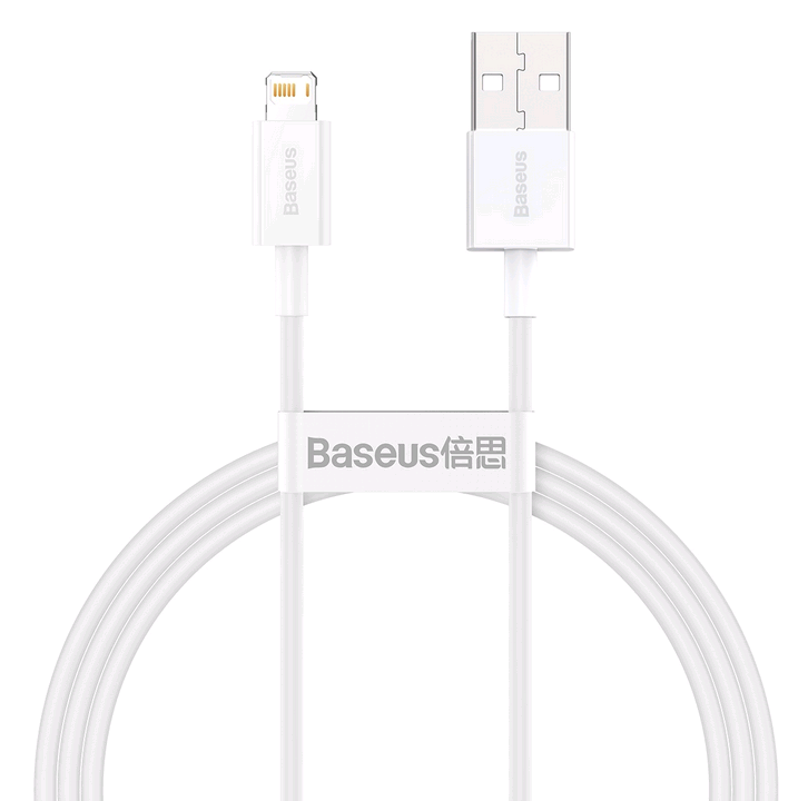 Кабель для зарядки iphone Lightning Baseus Superior CALYS-A02 2.4A 1м белый Кабель для зарядки iphone Lightning Baseus Superior CALYS-A02 2.4A 1м белый