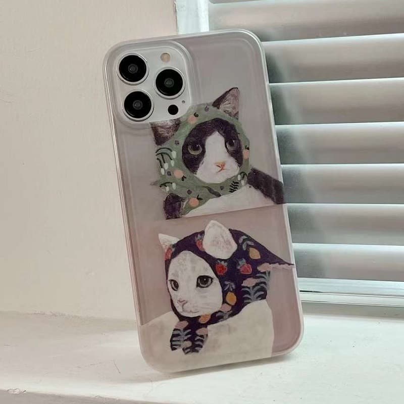 фото Чехол накладка для iphone 14 Pro (6.1) силикон котики в косынках