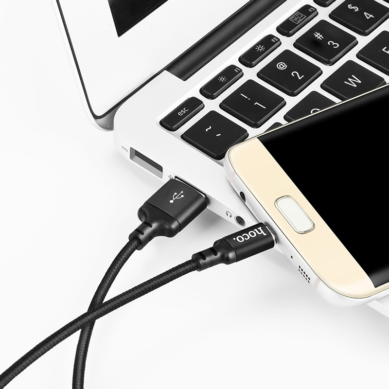 Кабель для зарядки Micro USB HOCO X14 1м плетеный черный